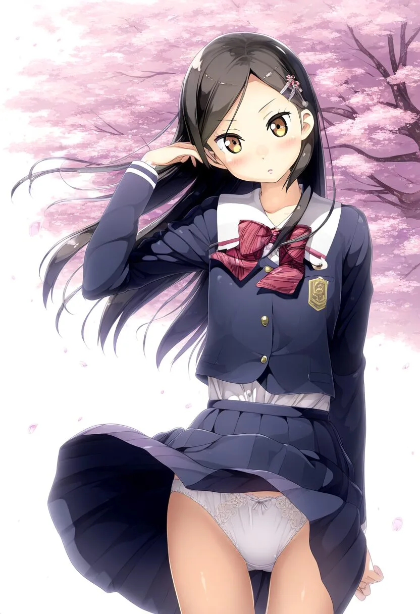 パンチラ黒髪ロングのお嬢