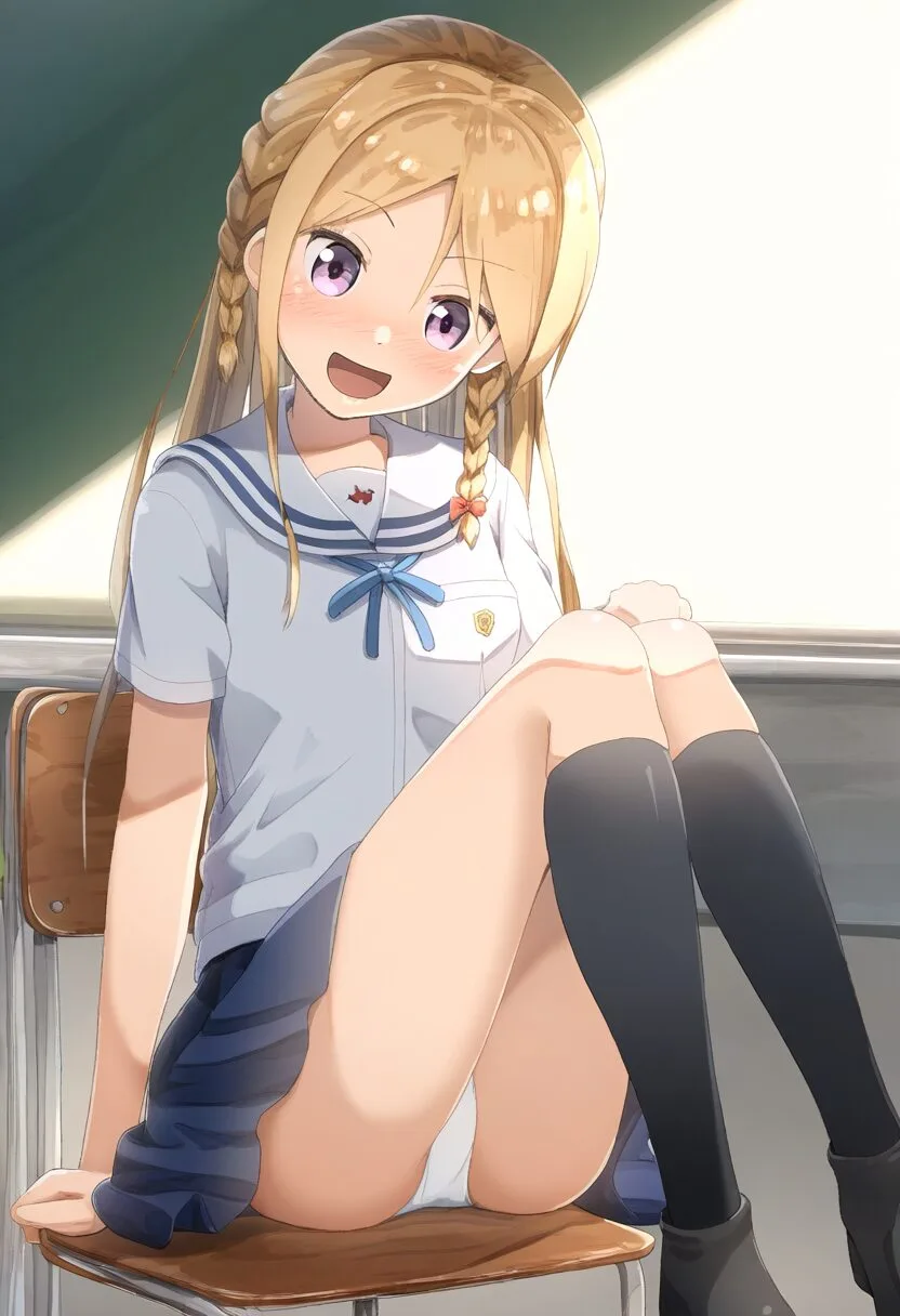 金髪娘はパンツ見えちゃってる