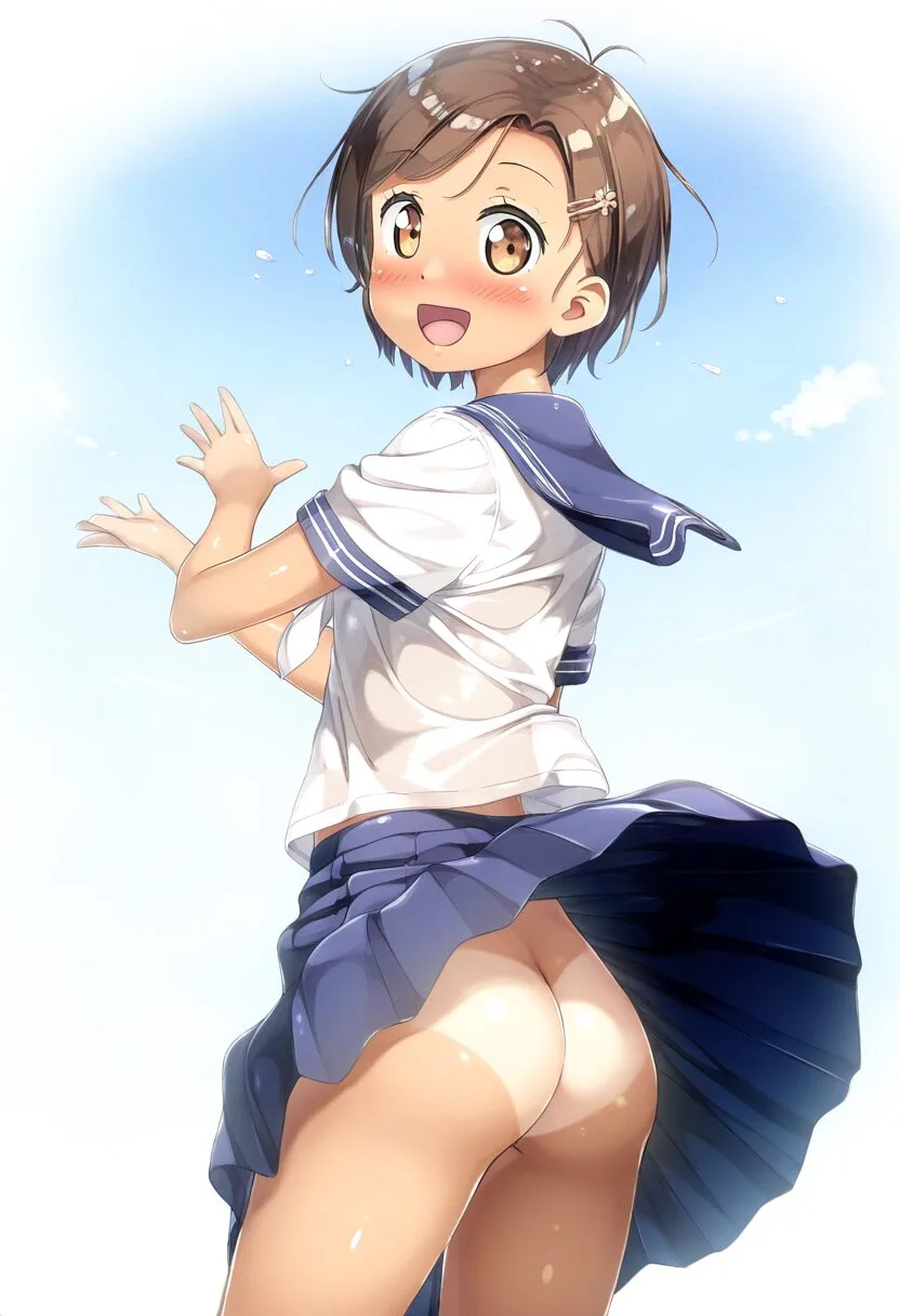お尻丸見えな茶髪スポーツ女の子