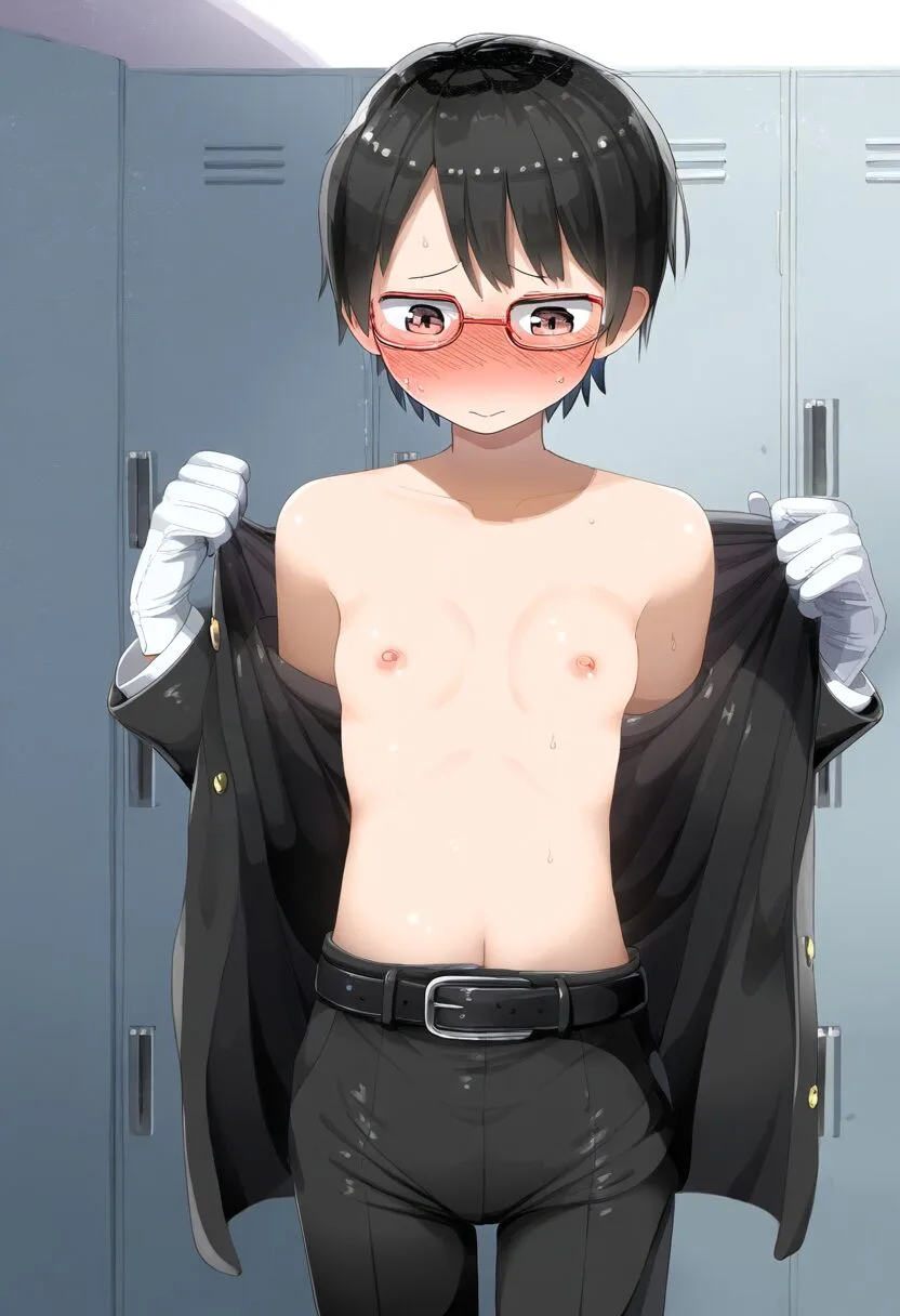 応援団の元気系メガネ女子がおっぱい見せる