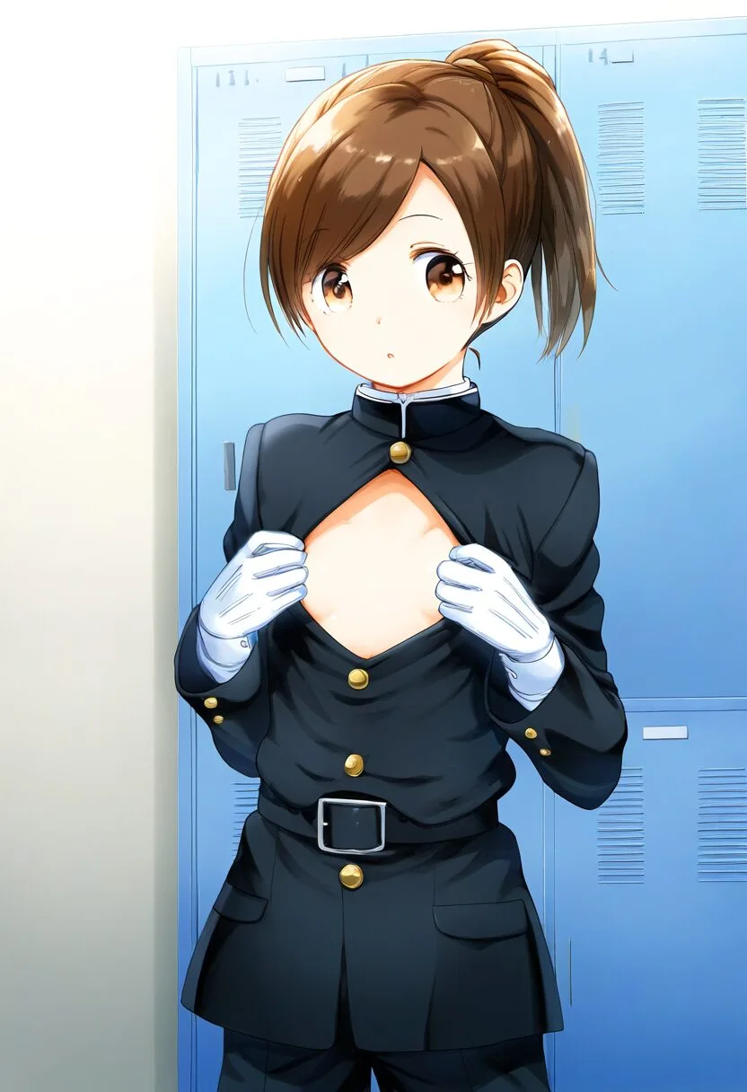 グレーヘアーの女子は学ランを着ている