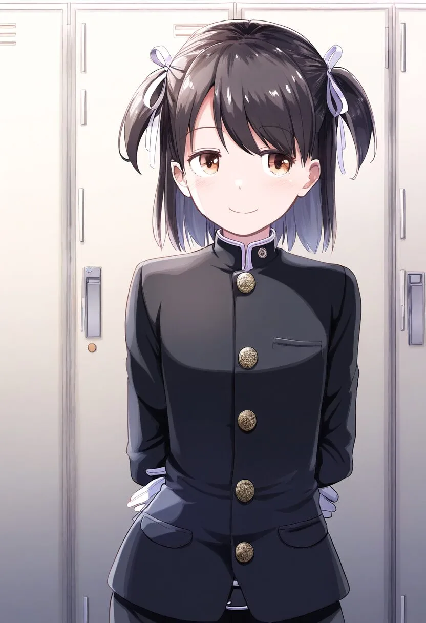 学生服を着ているサイドテール女子