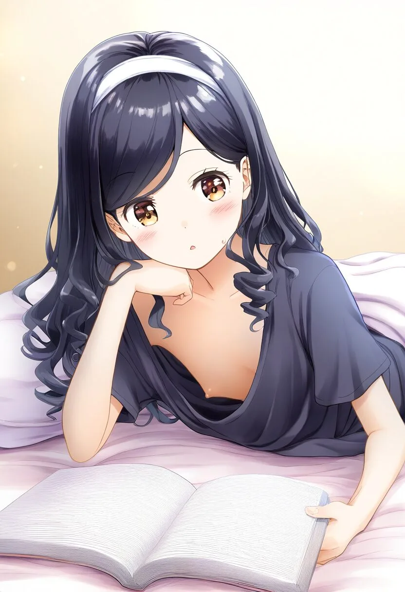 ヘアバンドが可愛い女子は本を読む