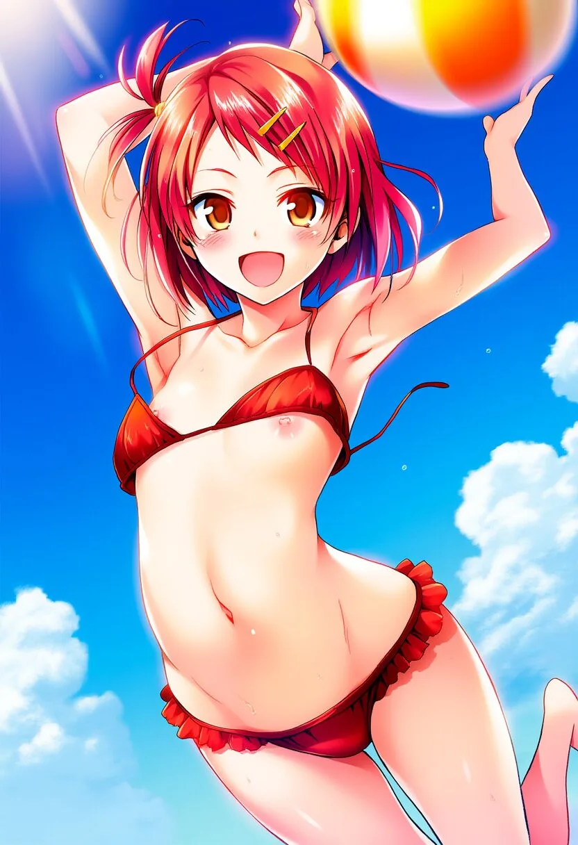 ビーチバレー中の気の強そうな女子
