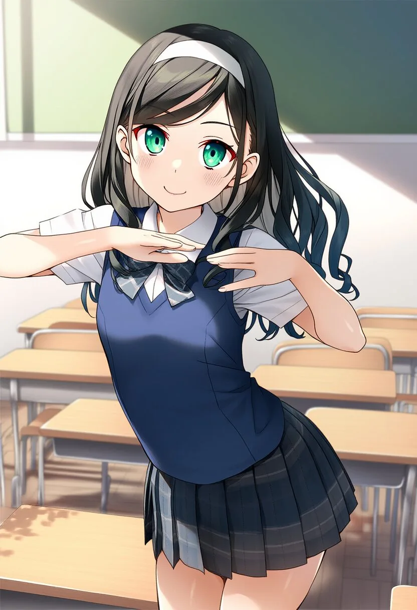 あどけない女の子は教室で踊っている