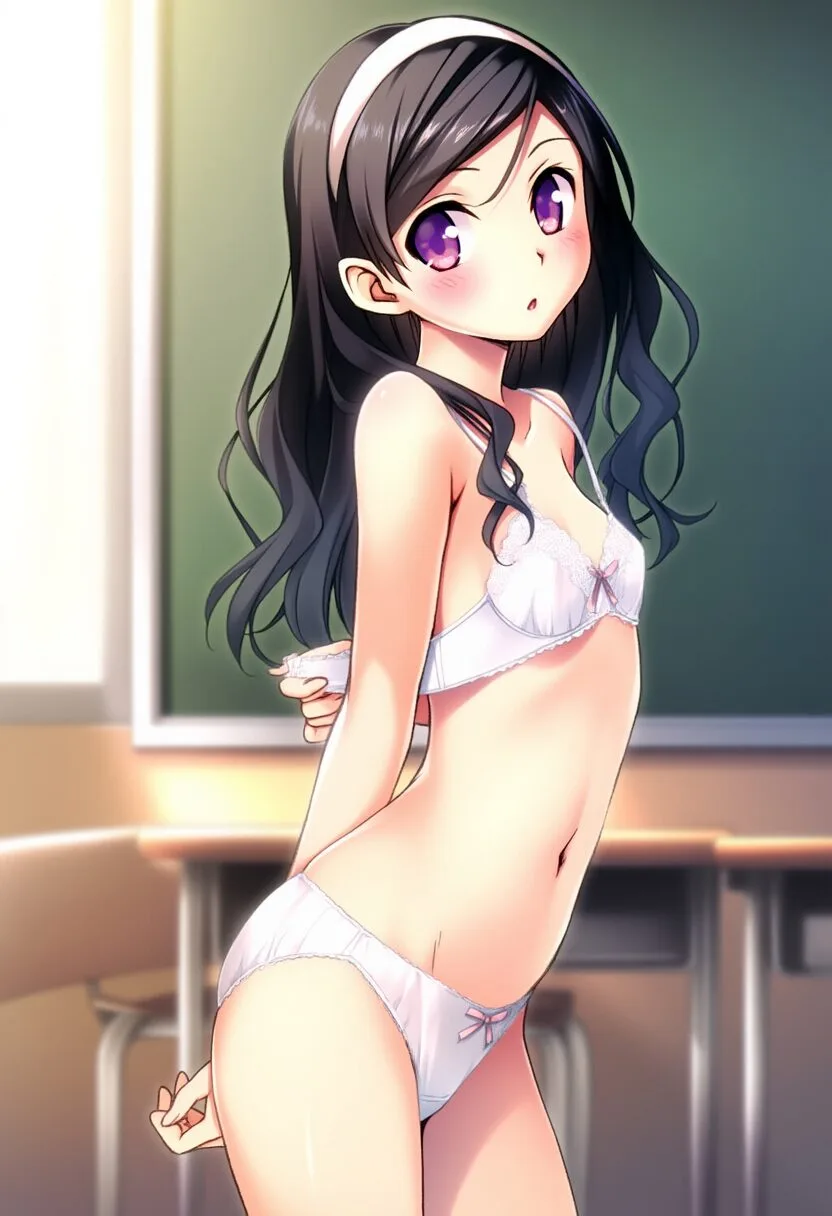 あどけない女の子はブラを外す