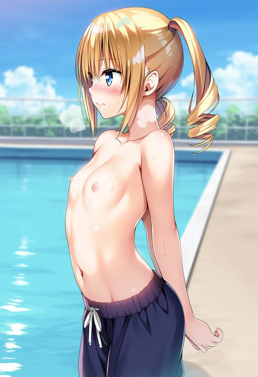 ツインテールな金髪女子はトップレス