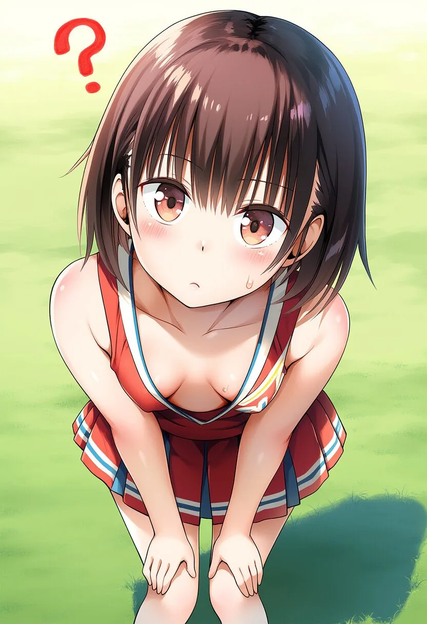 乳首見えてるのに気づかないショートボブな茶髪の女の子