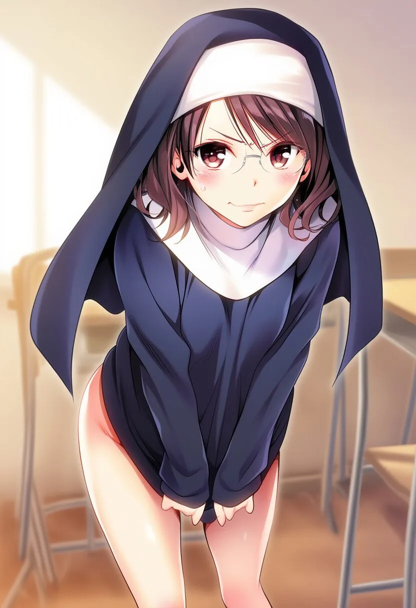 シスターは見えそうで、見えない。