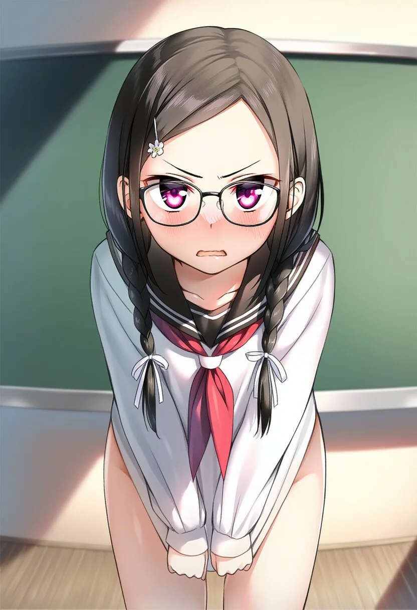 黒髪眼鏡っ子は見えそうで、見えない。