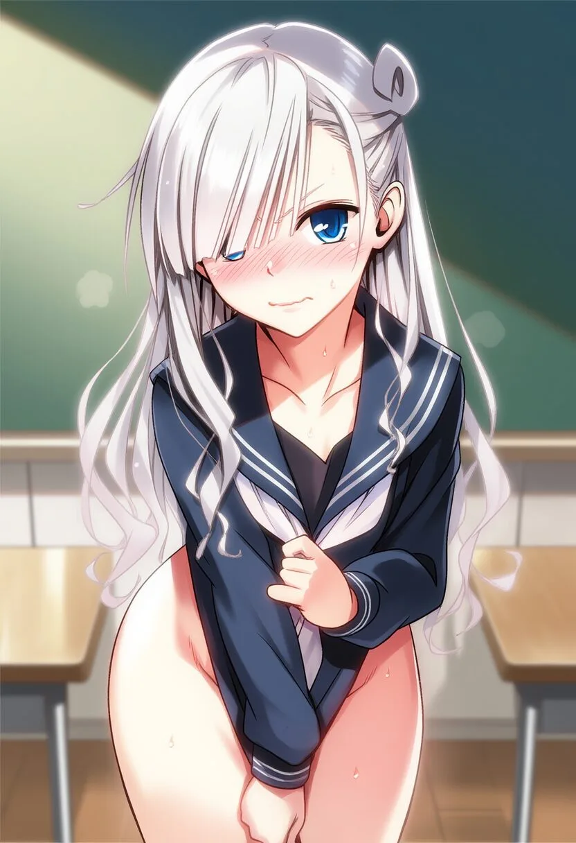 可愛い銀髪女子は見えそうで、見えない。