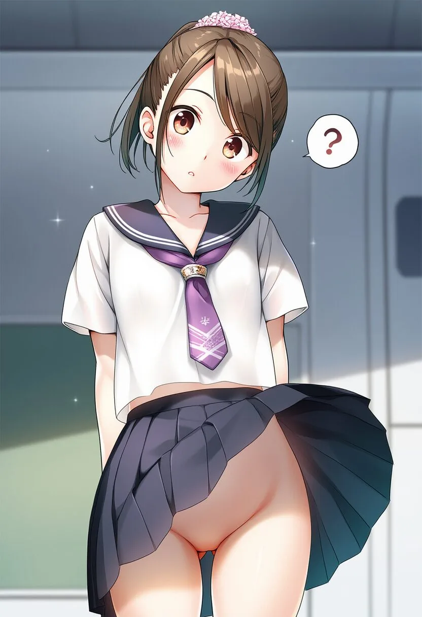 スカート捲れ上がる幼馴染系女子
