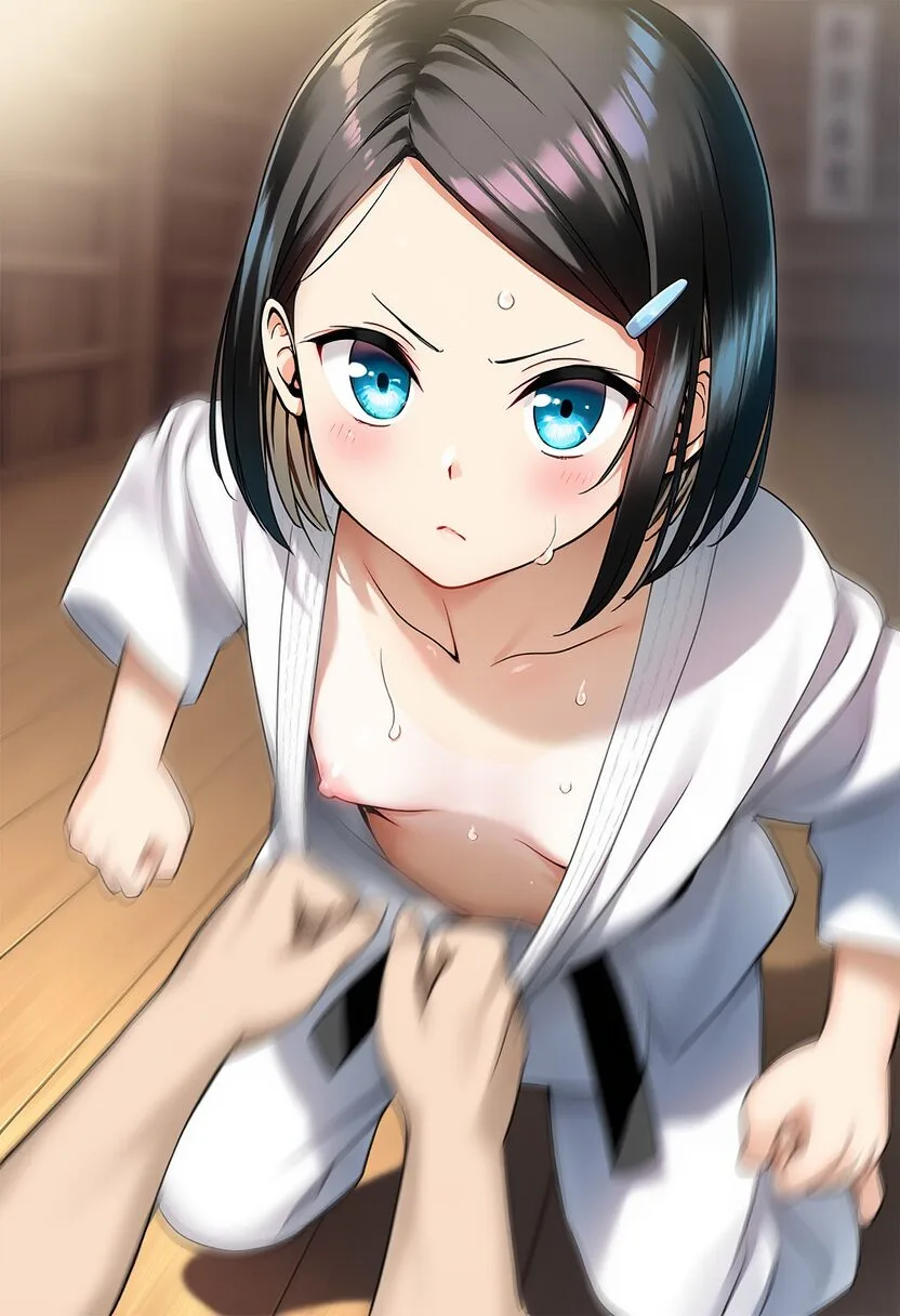 柔道中におっぱいチラリする日に焼けた女子