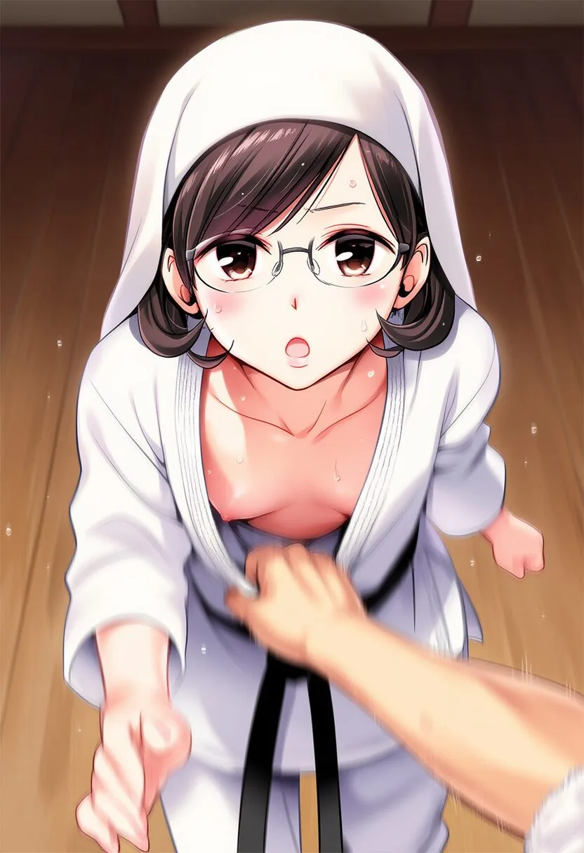 みのりさんと柔道中に胸ちら