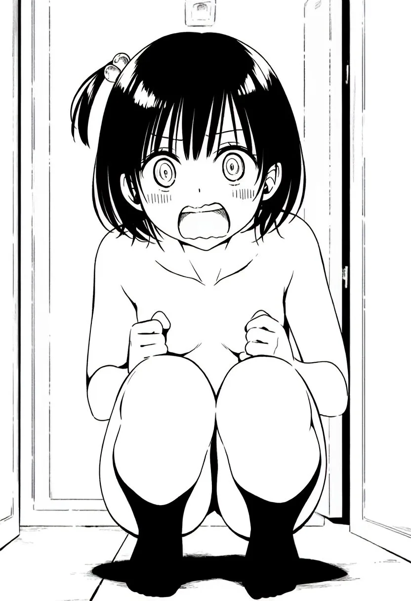 サイドテール女子は恥ずかしくて座り込んでいる