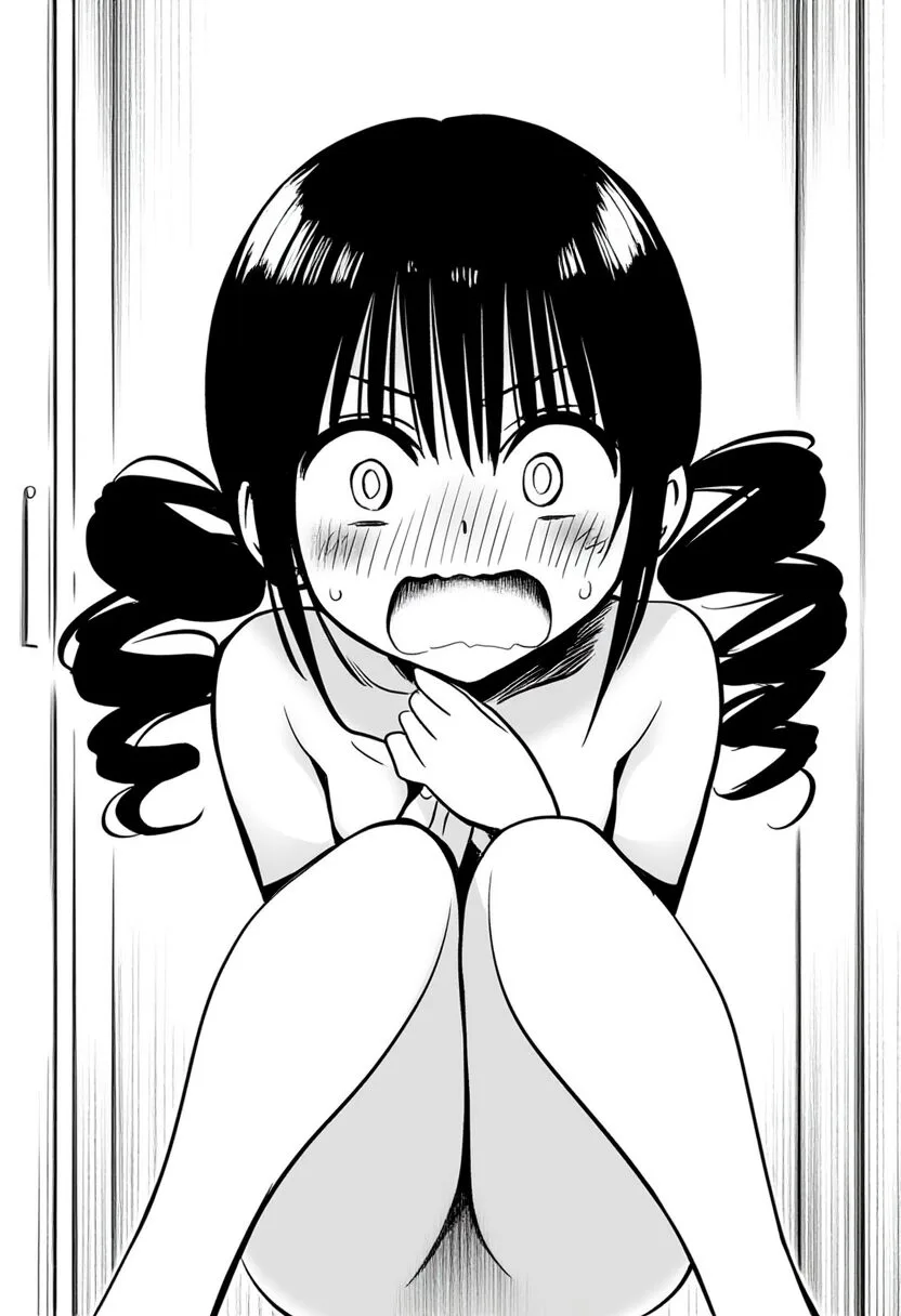 黒髪ツインテ女子は恥ずかしくて座り込んでいる