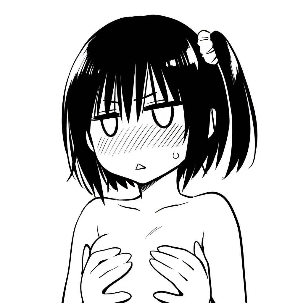 サイドテール女子は温泉で手ブラでジト目