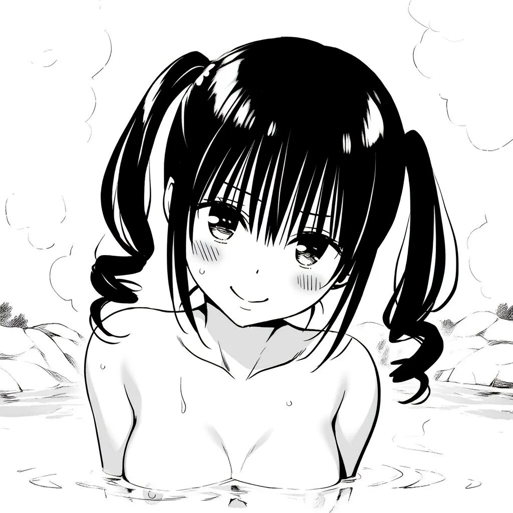 ツインテールな女子は温泉で笑顔でおっぱい見せてる
