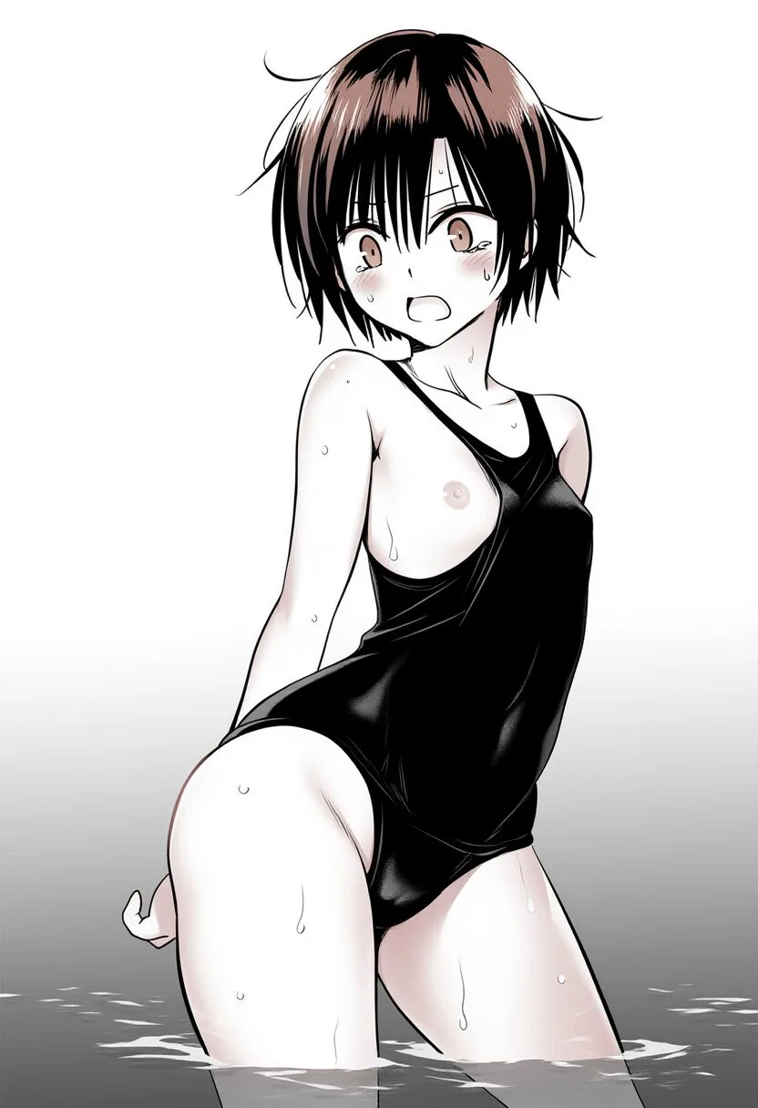リズの水着が破れておっぱい丸見え