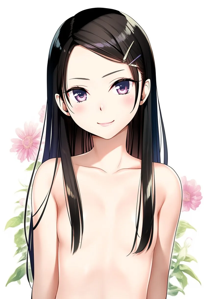 お嬢様系女子は花に囲まれたところで全裸
