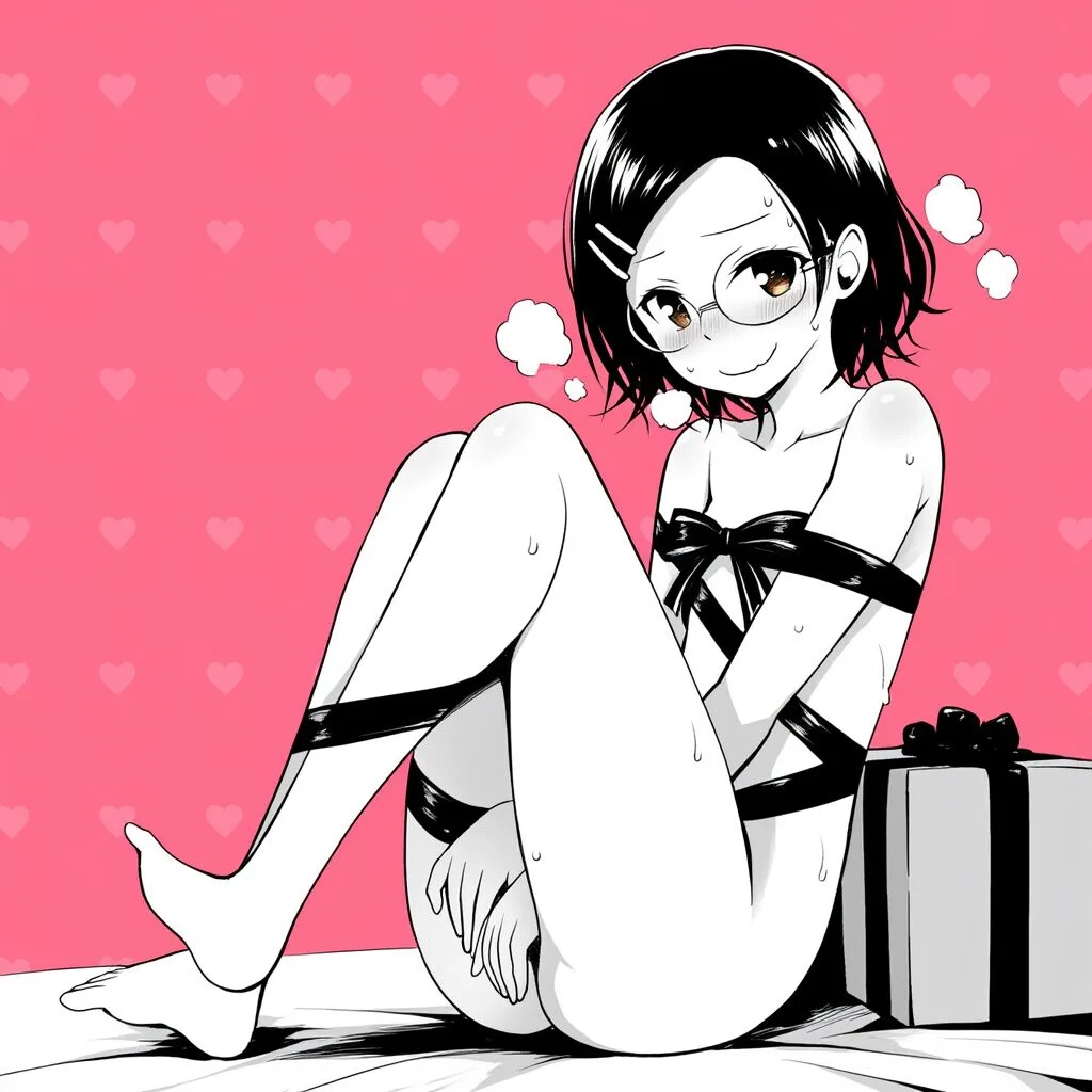 はづきは体にリボンを巻いている