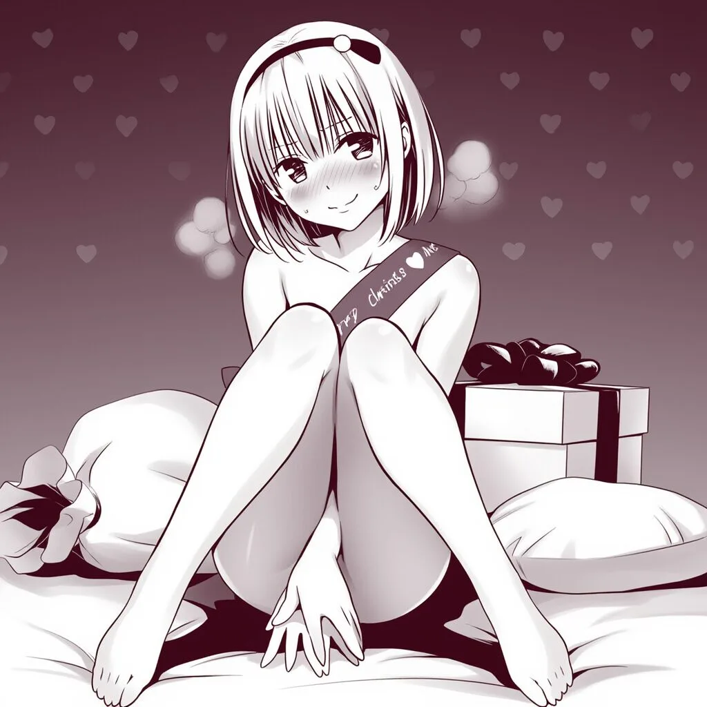 銀髪女子は体にリボンを巻いている
