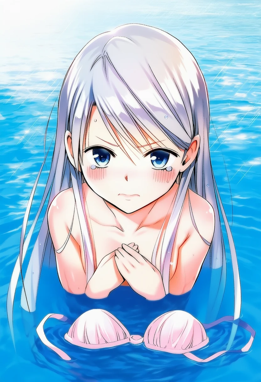 アナスタシア・ペトロワ: a girl, pool, topless, her chest is under the water, {{{{{