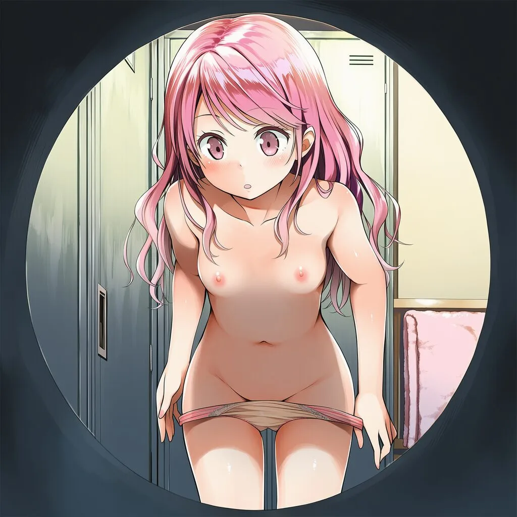 明日香あまね: a girl, locker room, {{{{{{{{through round peeping hole(she