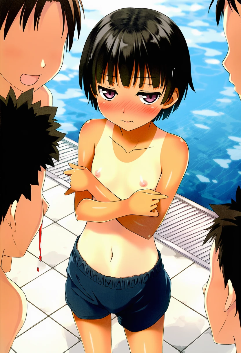 中川なおこは男の子水着でおっぱい丸出しで男の子に囲まれてる