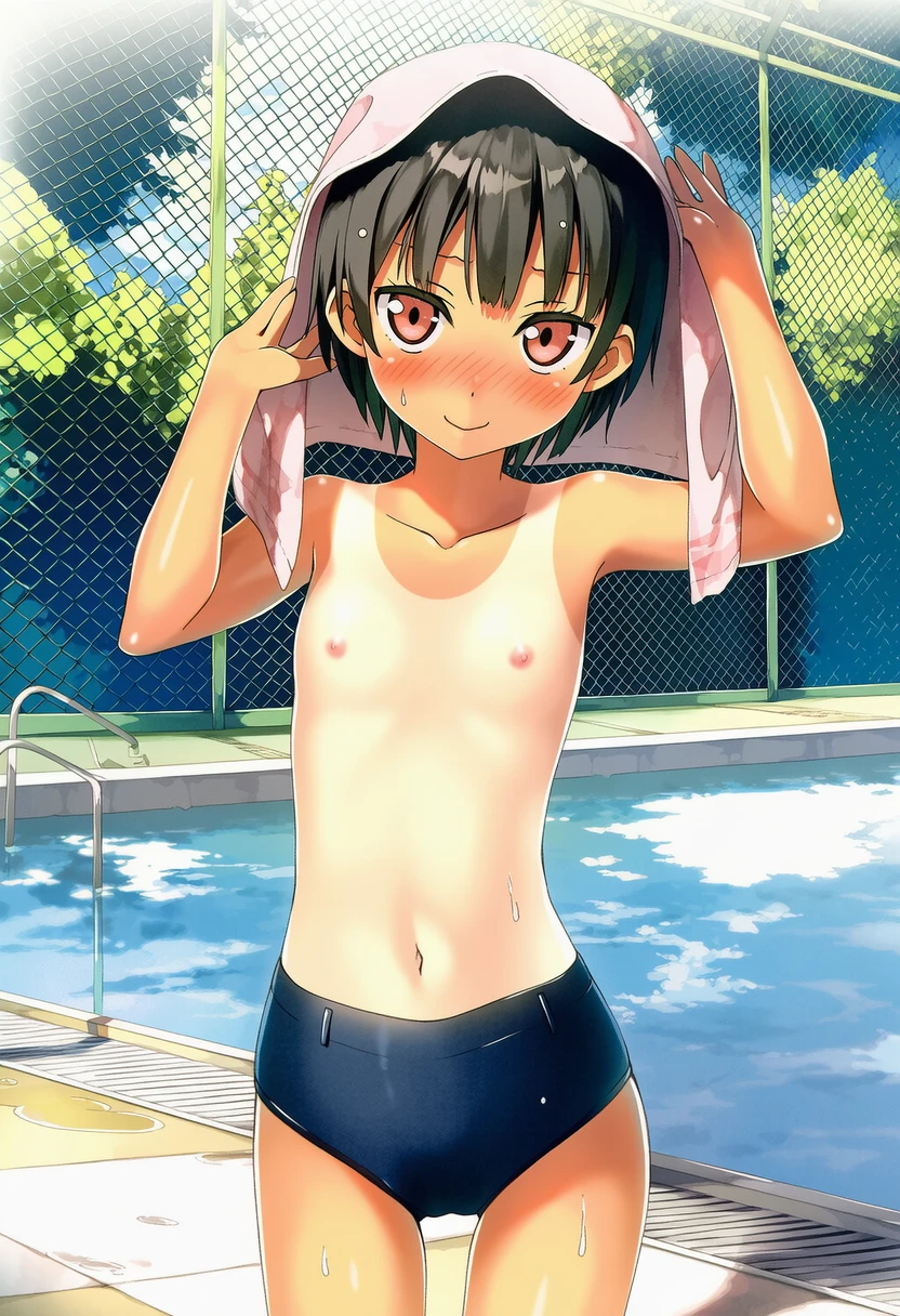 中川なおこは男の子水着でプールから上がったところ