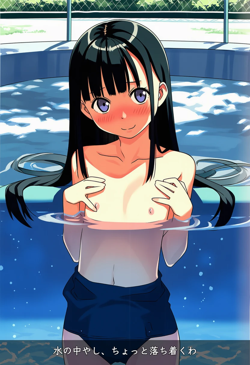 マキは男の子水着でプールの中