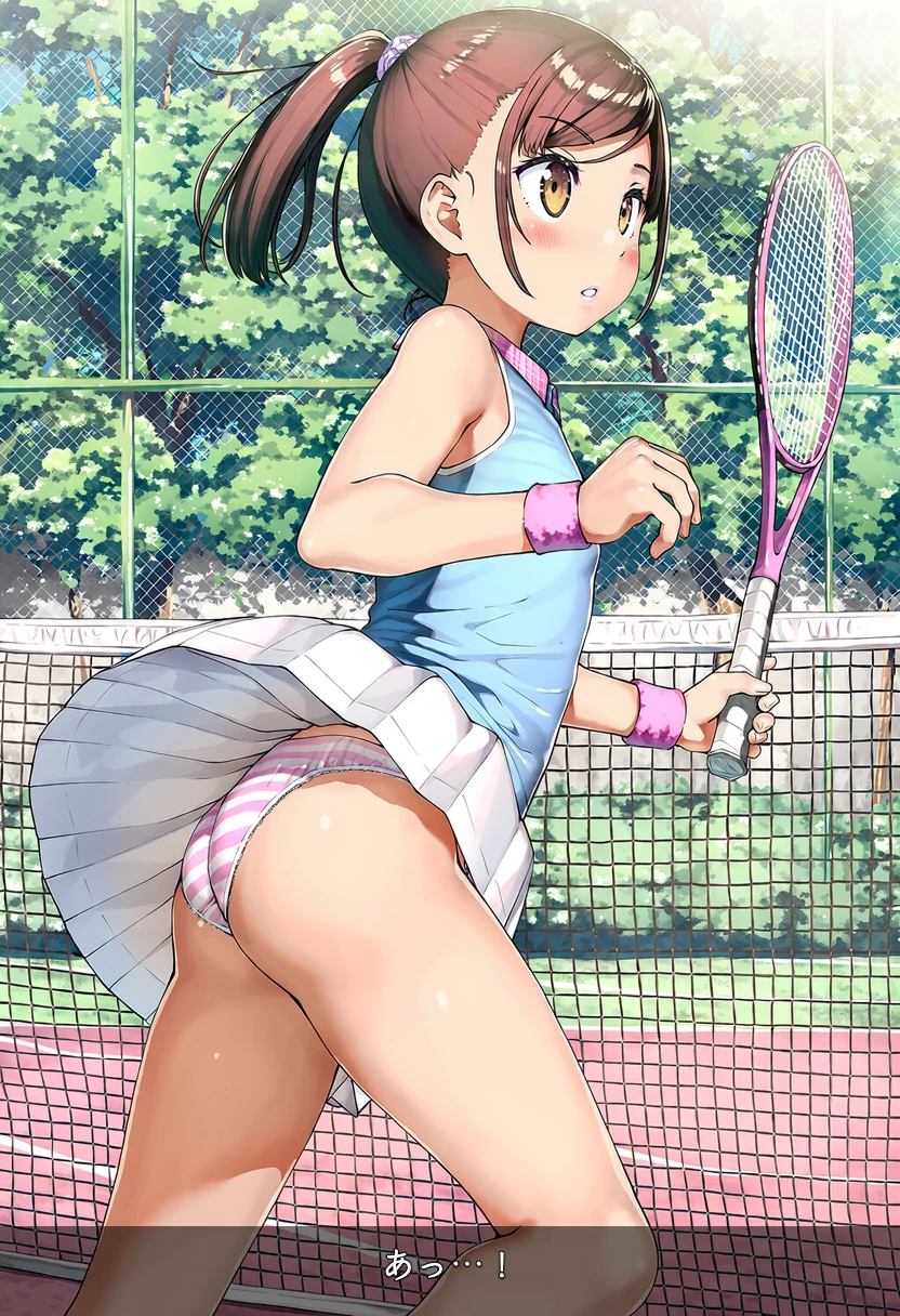 深星まどかはテニス中にスコートの中の縞パンが見えちゃってる