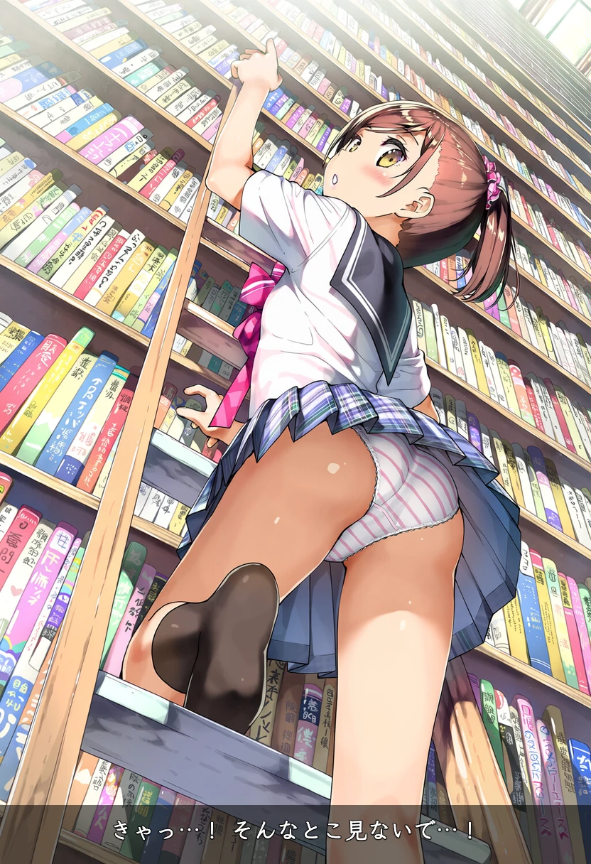 図書館でパンチラする深星まどか